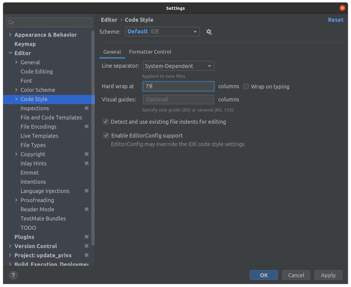 Установить вертикальную линию в PyCharm изображение с сайта www.aredel.com