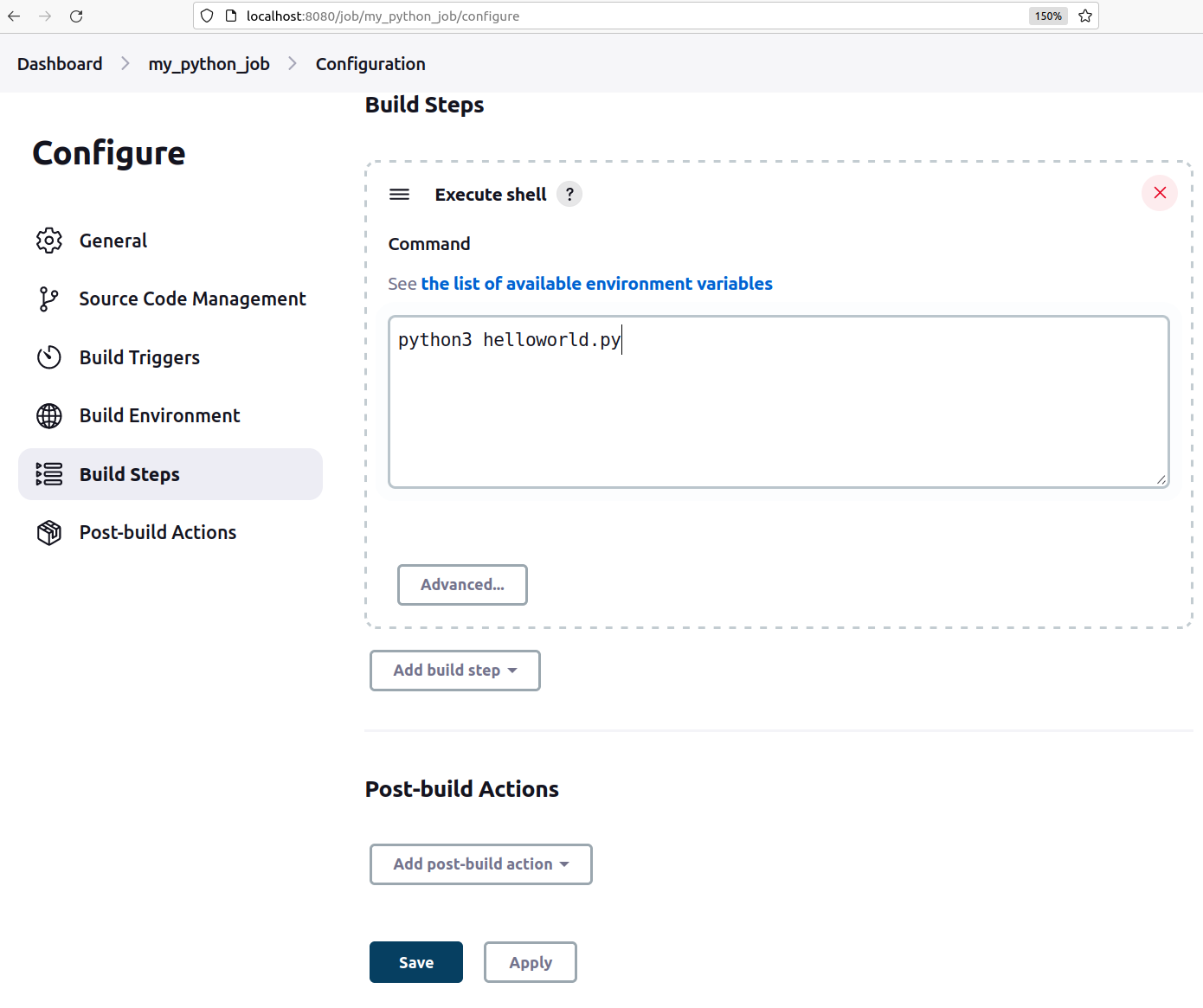 Настройка Jenkins для запуска скрипта из github репозитория Build Steps изображение с сайта www.aredel.com
