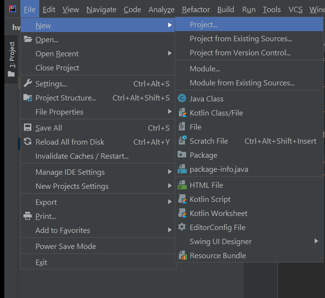 IntelliJ IDEA File New Project image from website www.aredel.com