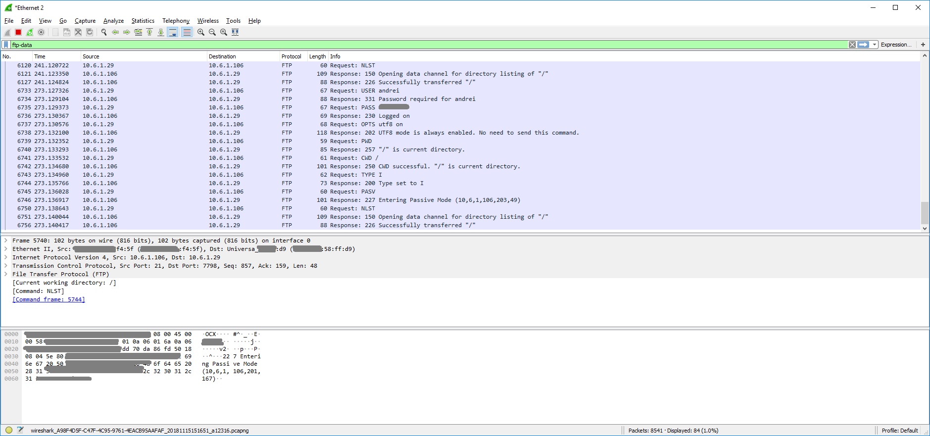 Wireshark пример фильтр ftp-data 
        изображение с сайта www.aredel.com
