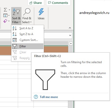 '.Excel filter troubleshooting screenshot.'